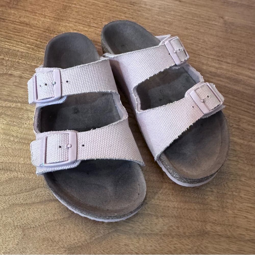 Birkenstock Arizona Vegan Soft Pink Canvas Kid Sandals. Size 31 (Kid’s 13-13.5) - Picture 4 of 16